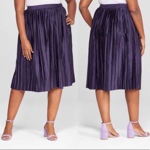 Ava & Viv purple pleated midi skirt women's 4x